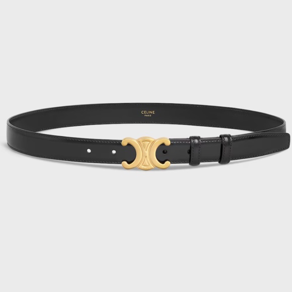 Celine Medium Black Triomphe Belt [100] - Picture 1 of 12